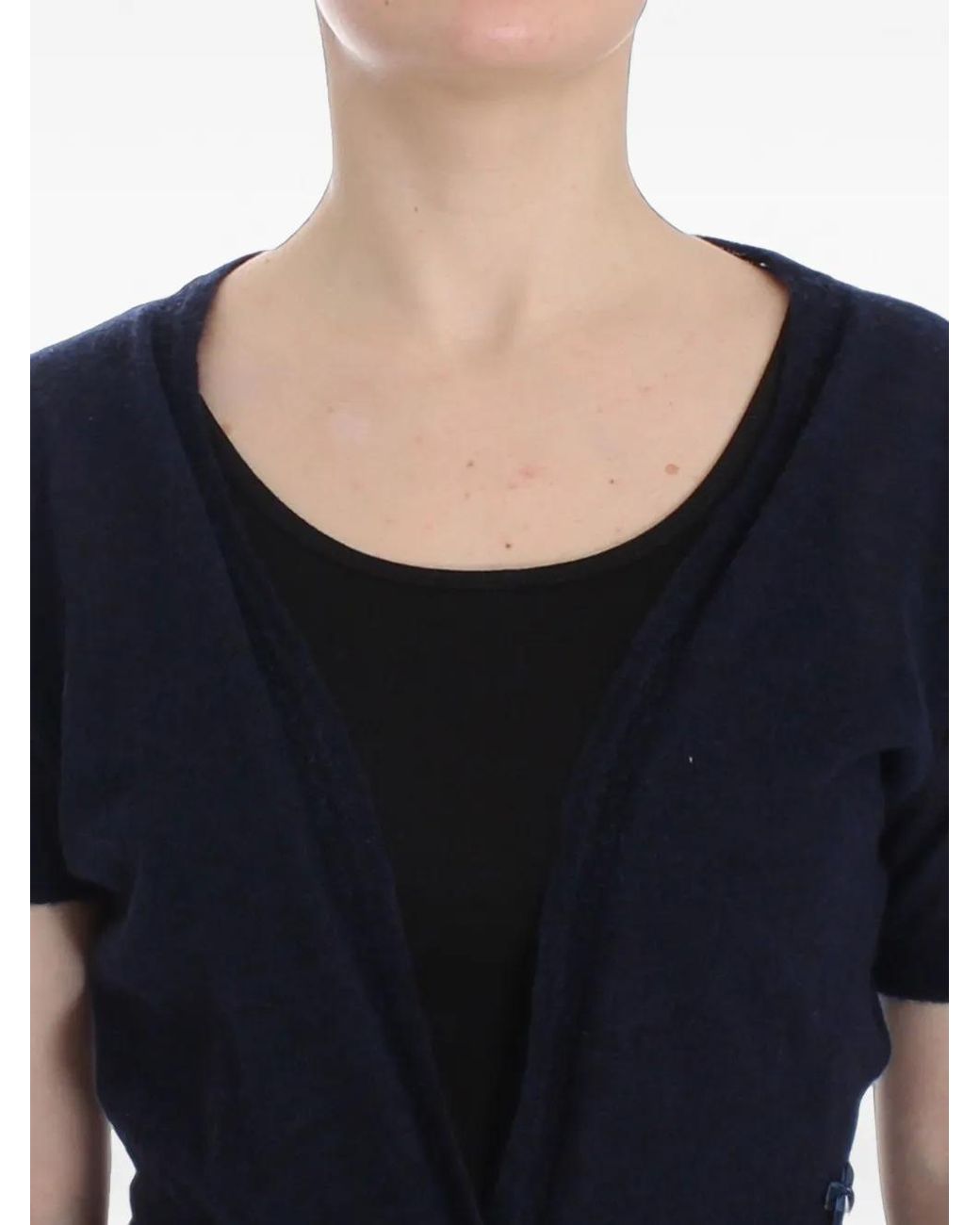 Ermanno Scervino Black V-Neck Short-Sleeve Cardigan