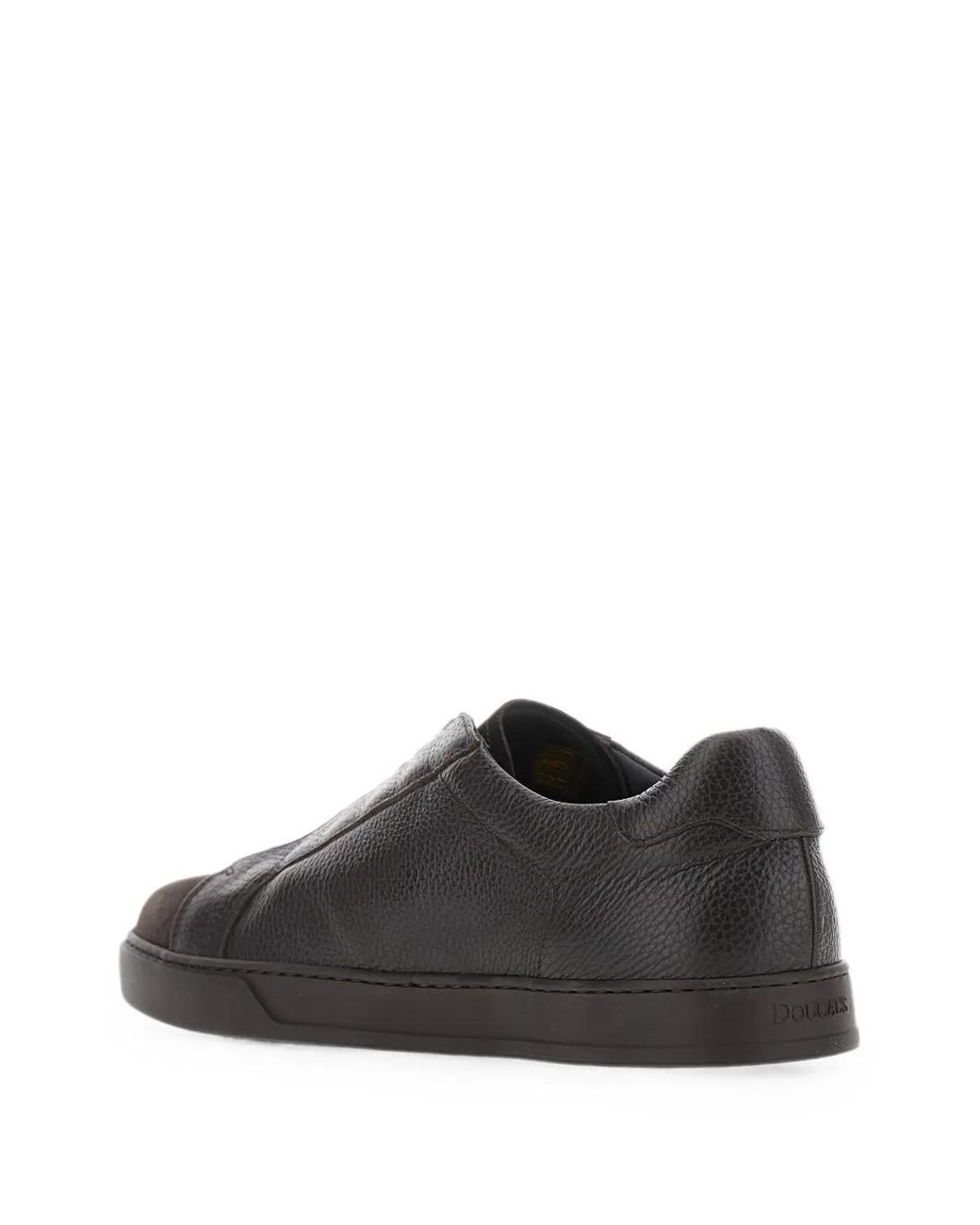 Doucal's Black Grainy-Leather Panelled Sneakers for men