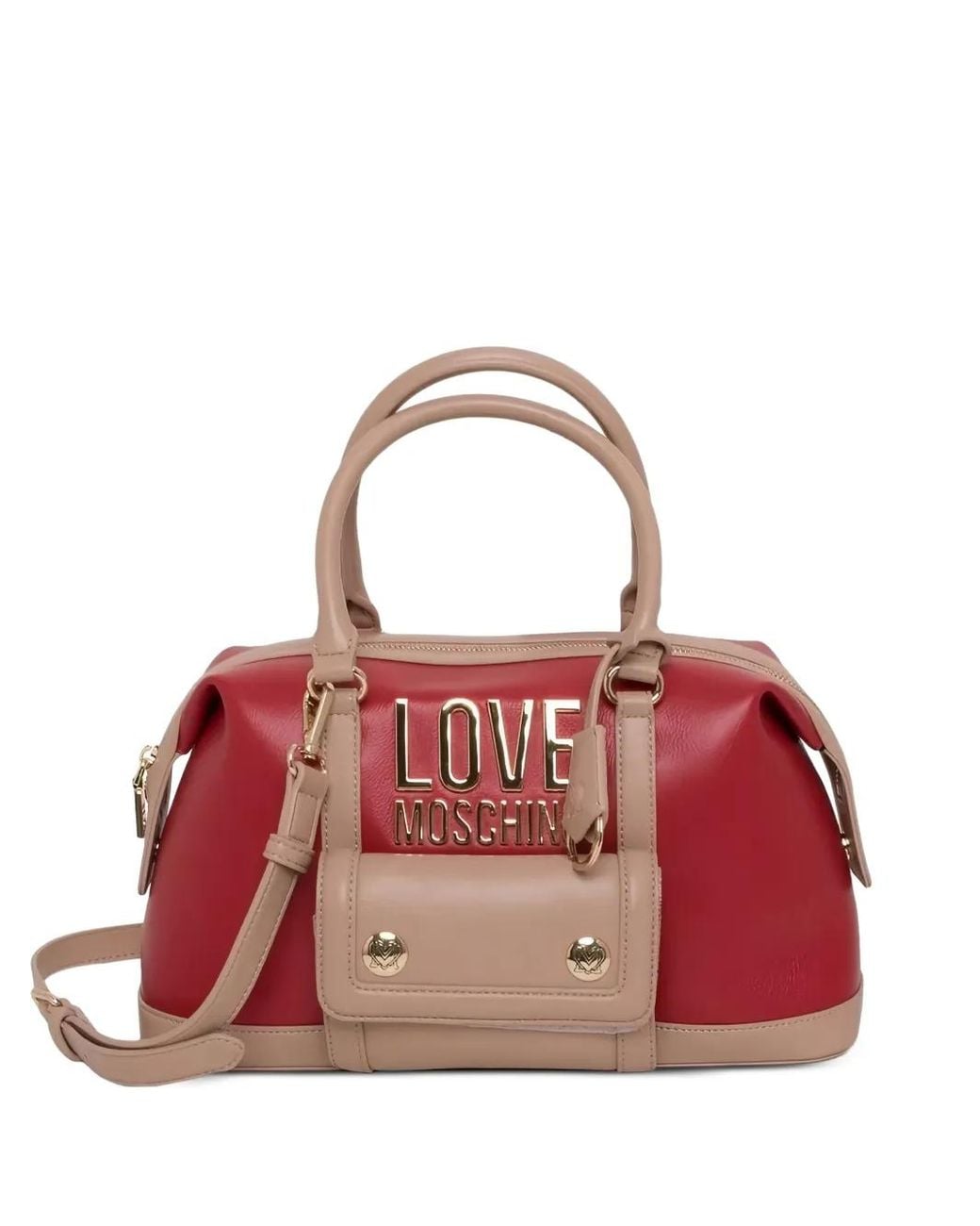 Love Moschino Red Logo-Plaque Tote Bag