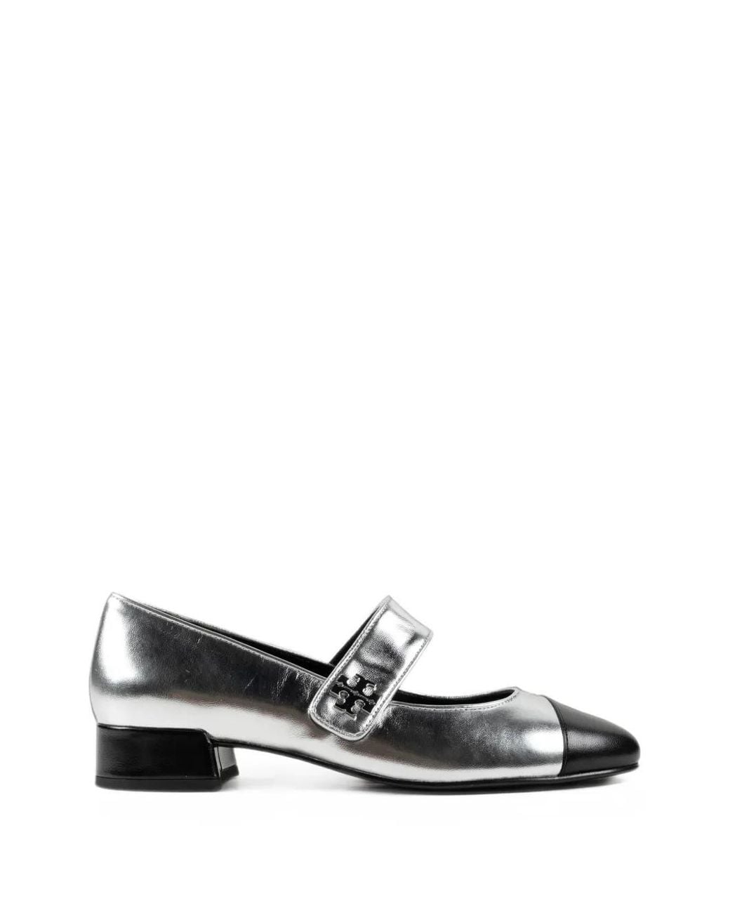 Tory Burch White Buckled Flat Pumps