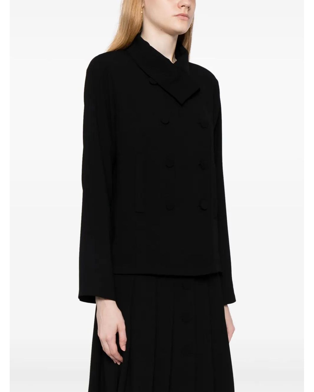 Agnes B. Black Asymmetric Double-Breasted Jacket