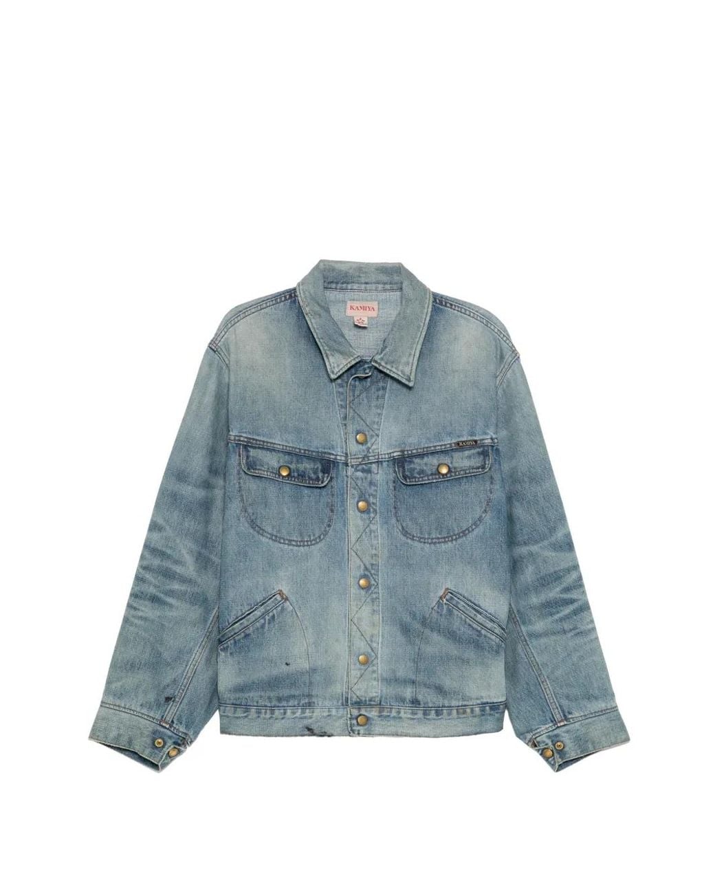 KAMIYA Blue Faded Press-Stud Denim Jacket for men