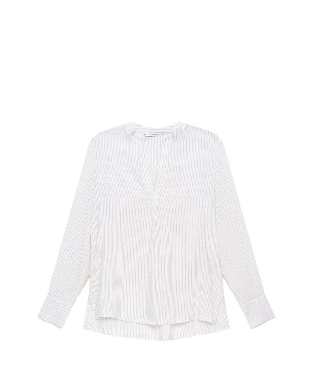 Maliparmi White Pinstripe-Effect Oversized Tunic