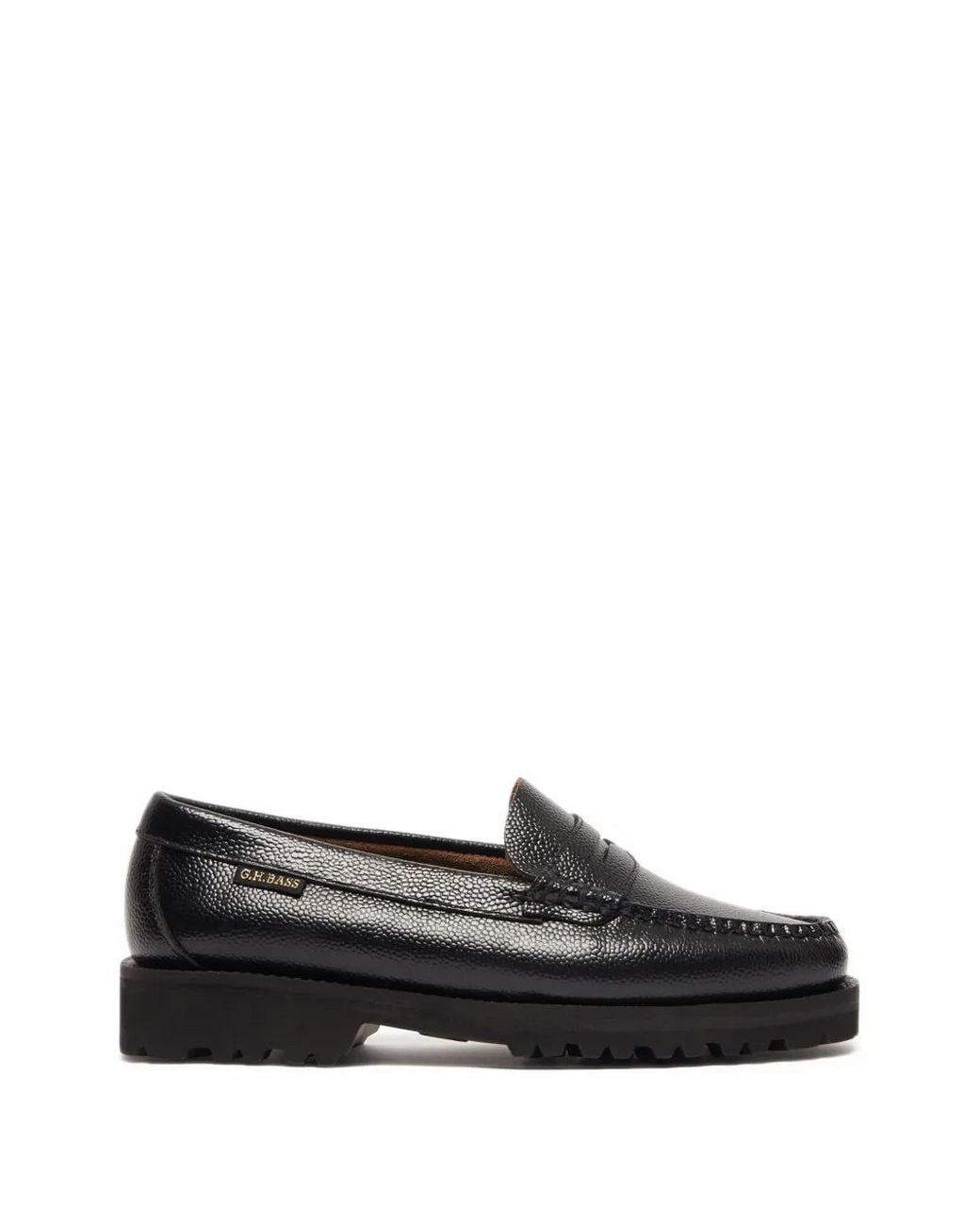G.H.BASS Black Weejuns Shagreen-Leather Loafers