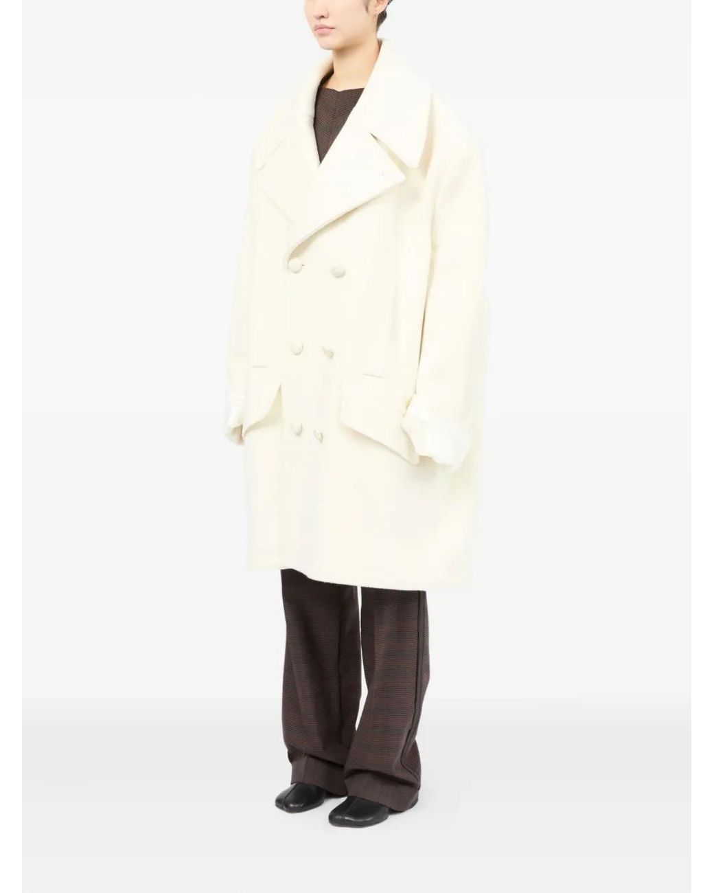 MM6 by Maison Margiela Natural Double-Breasted Coat
