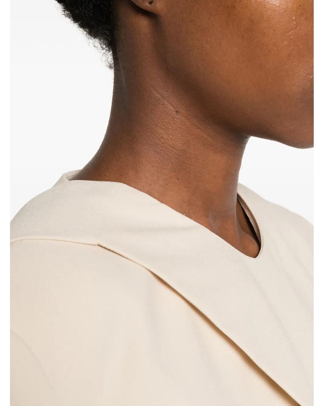 Carla G Natural Padded-Shoulder Blazer
