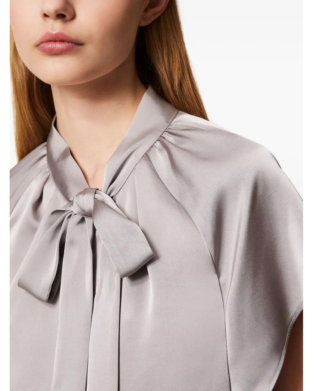 Twinset Gray Bow-Detail Shirt