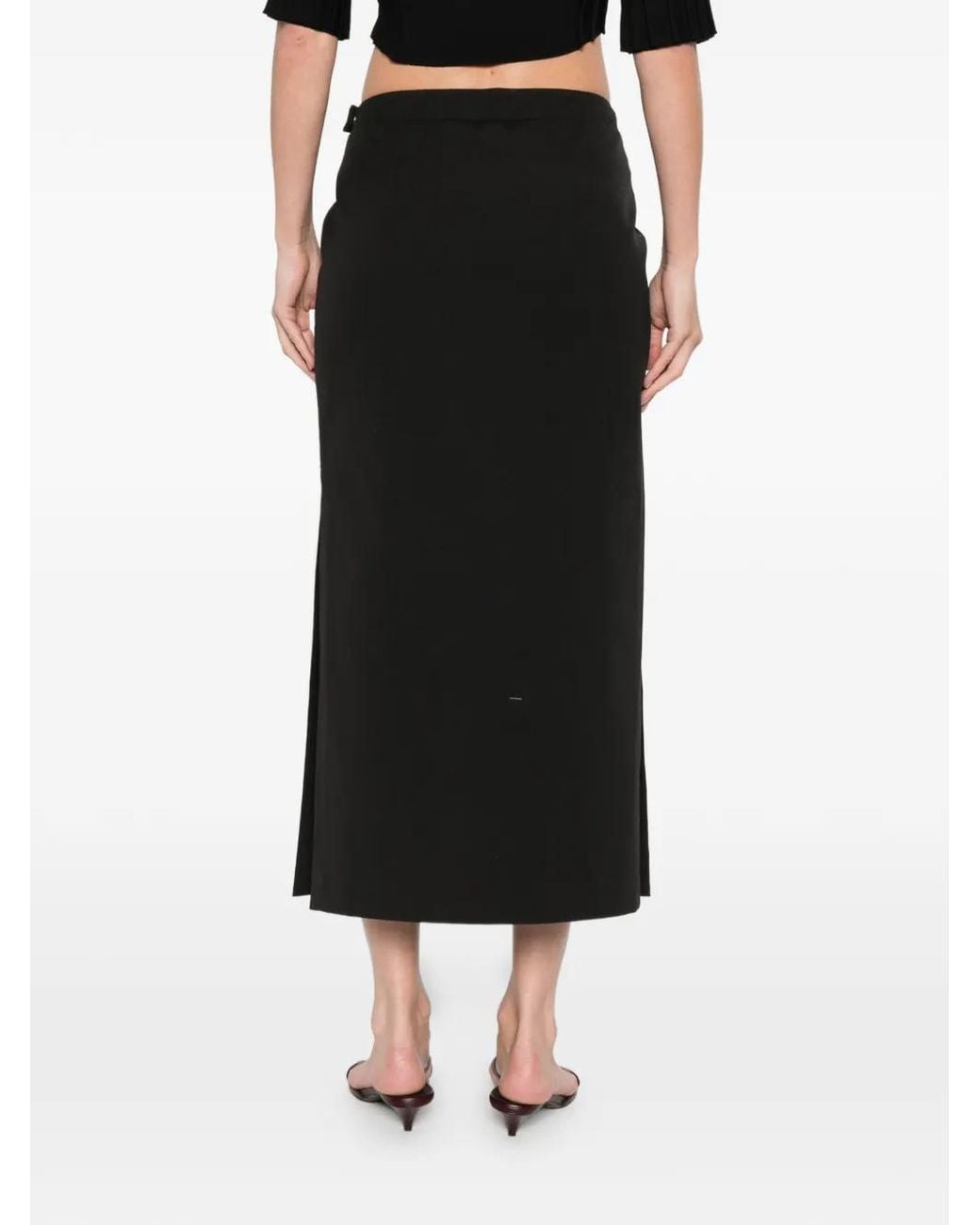 Sportmax Spsvelo Midi-Rok Met Split in het Black