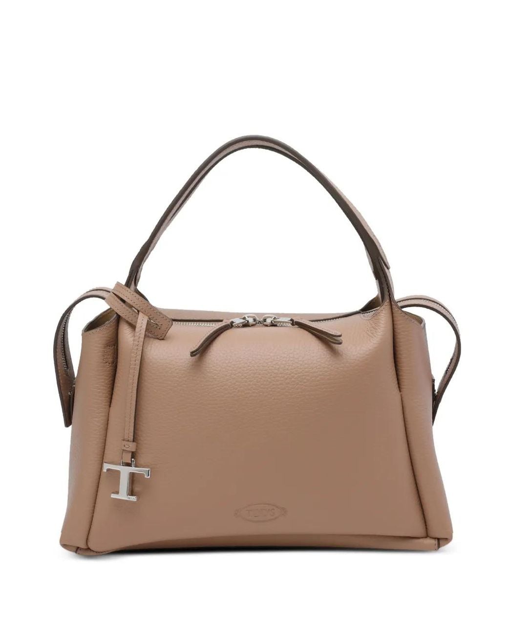 Tod's Brown Boston Double Handle Clutch Bag