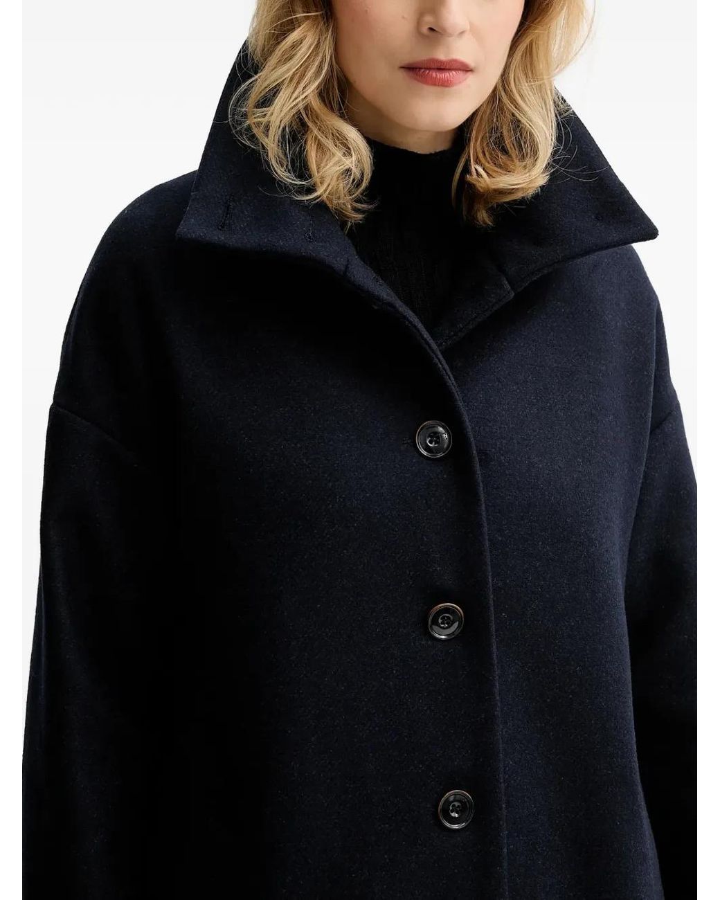 Sessun Blue Single-Breasted Oversized Coat