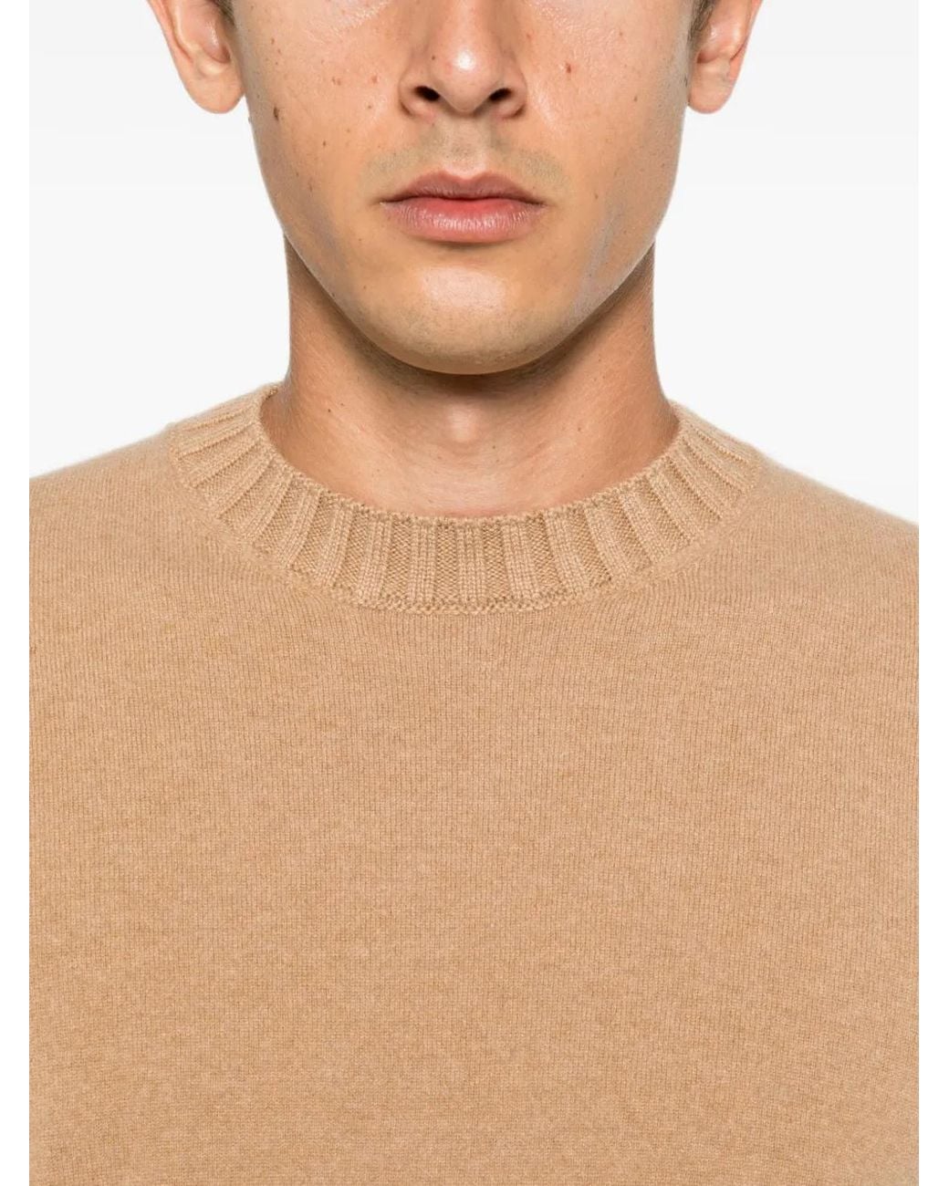 Magazzino Ricambi Natural Ribbed-Trim Crew-Neck Sweater for men