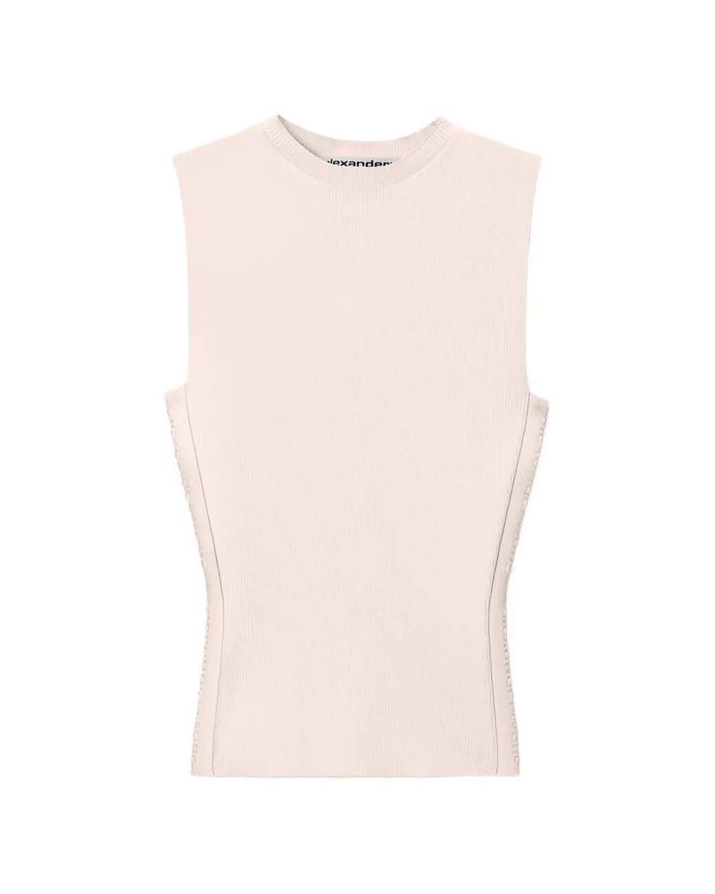 Alexander Wang Pink Debossed-Logo Ribbed Tank Top