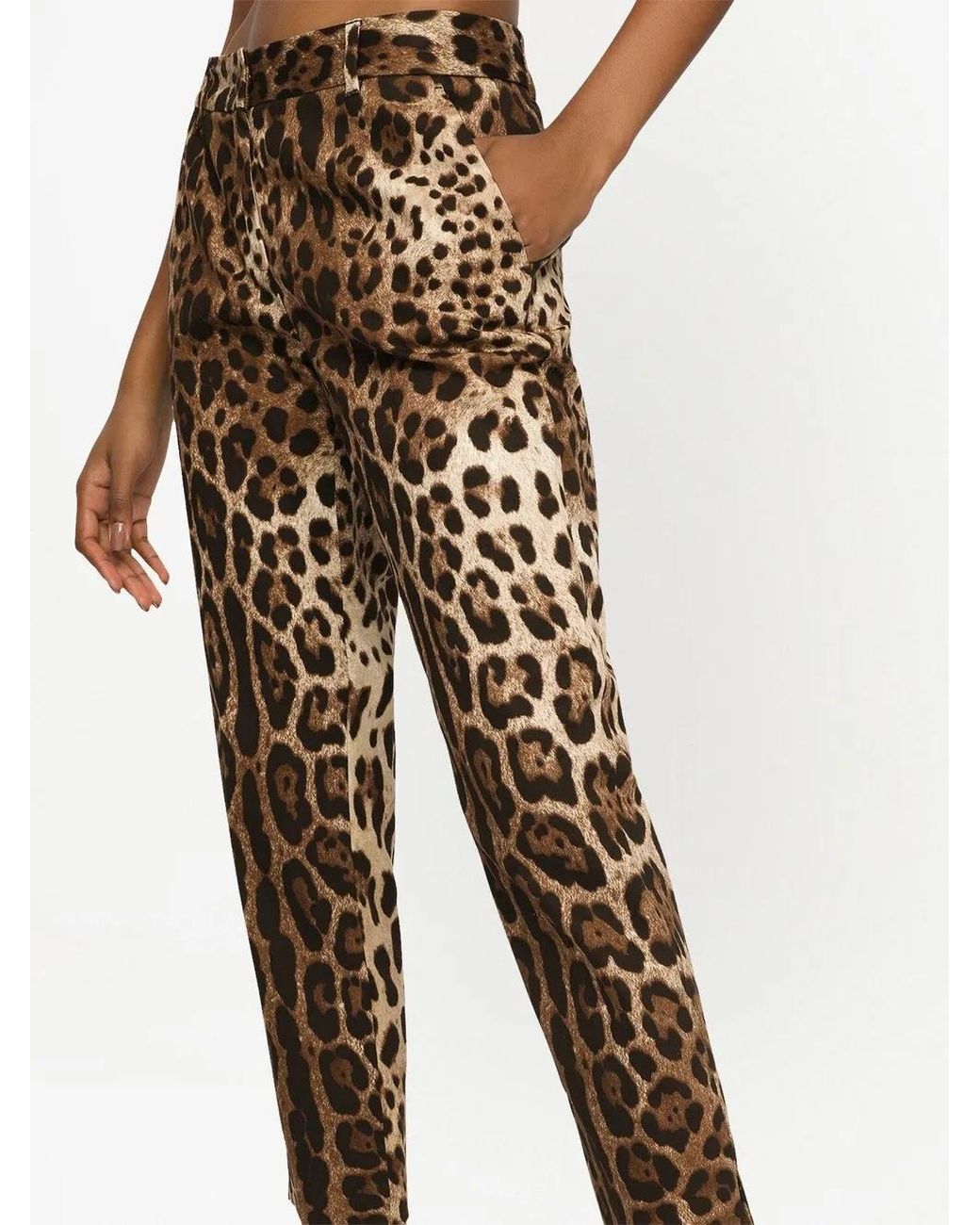 Dolce & Gabbana Natural Leopard-Print Tailored Trousers