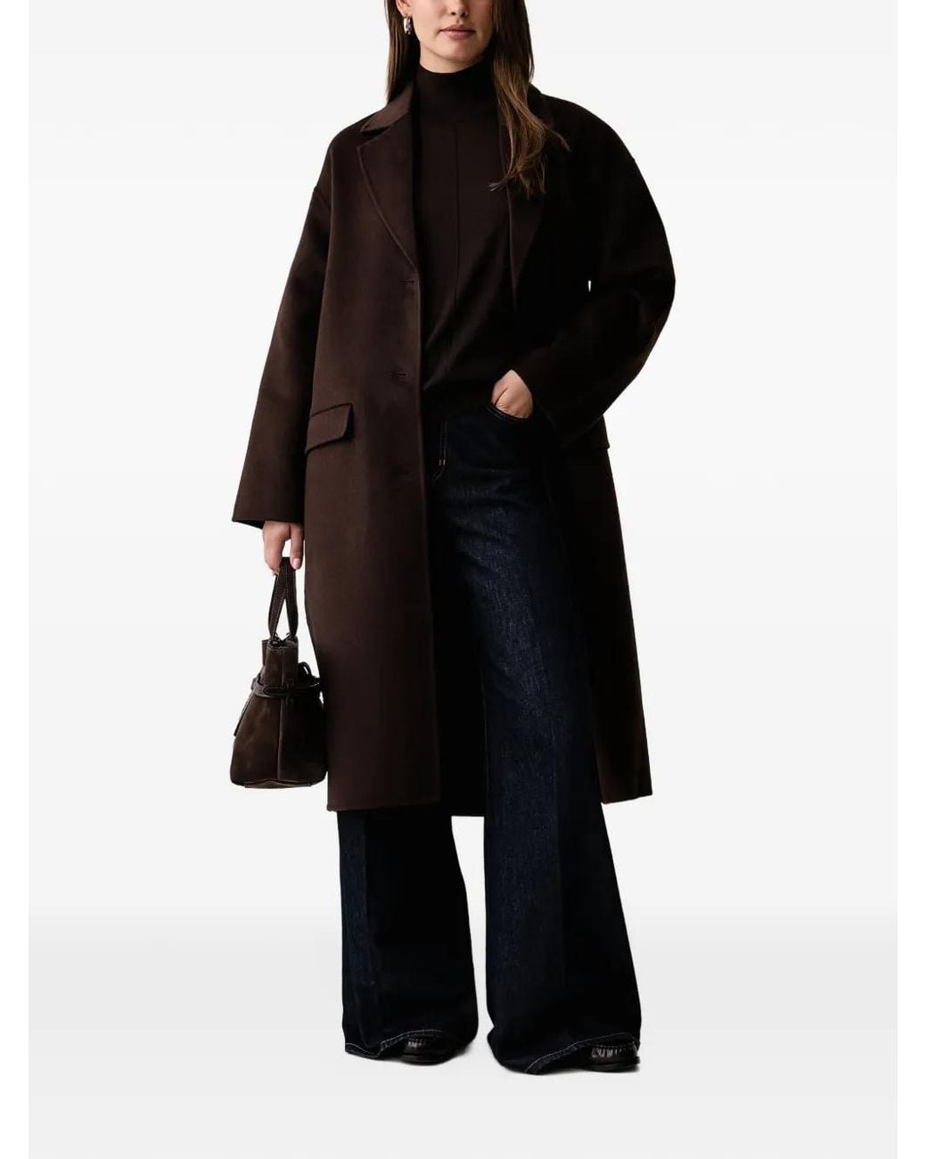 Kaos Black Notched-Lapel Single-Breasted Coat