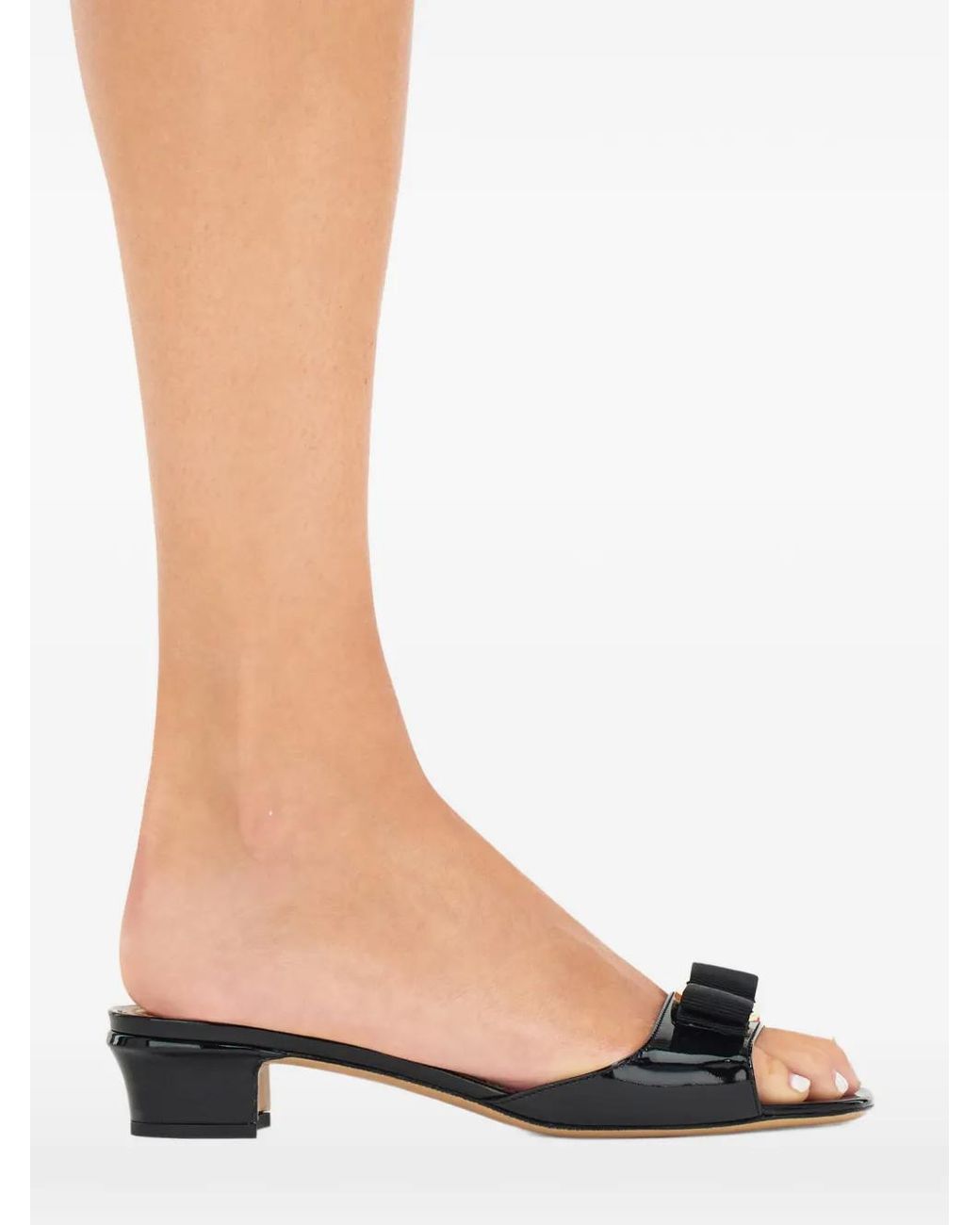 Ferragamo Black Vara Bow Slides