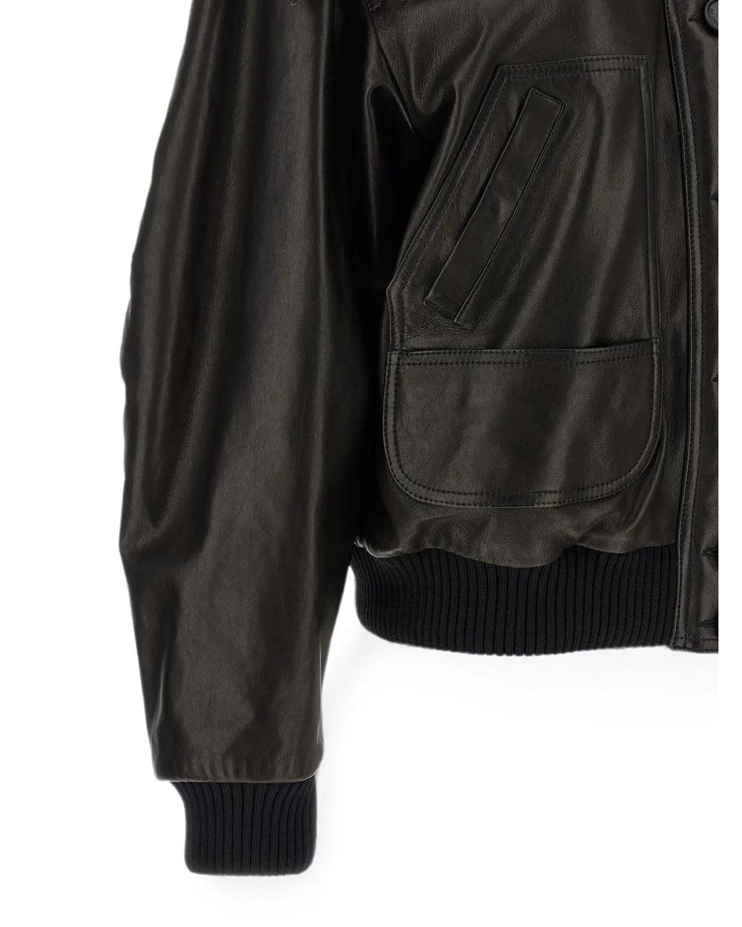 The Attico Black Contrast-Collar Leather Jacket