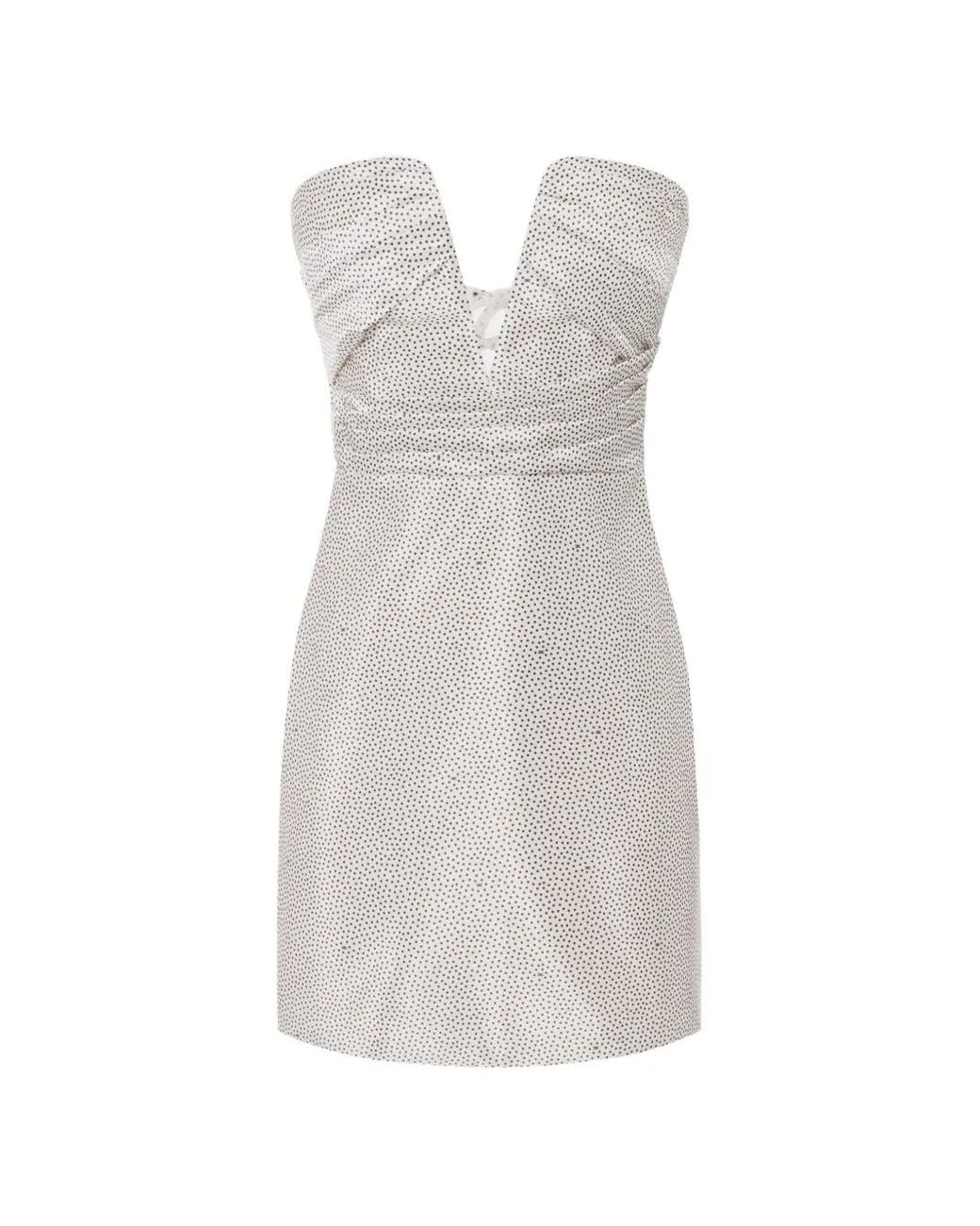 Elisabetta Franchi White Gazar Mini Dress With Micro-Polka Dots