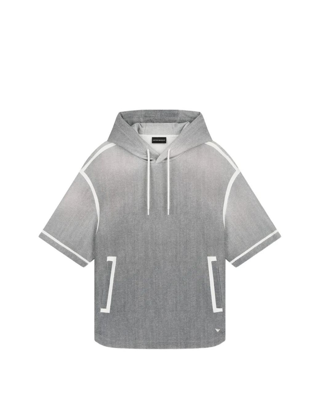 Emporio Armani Gray Contrast-Trim Short-Sleeve Hoodie for men