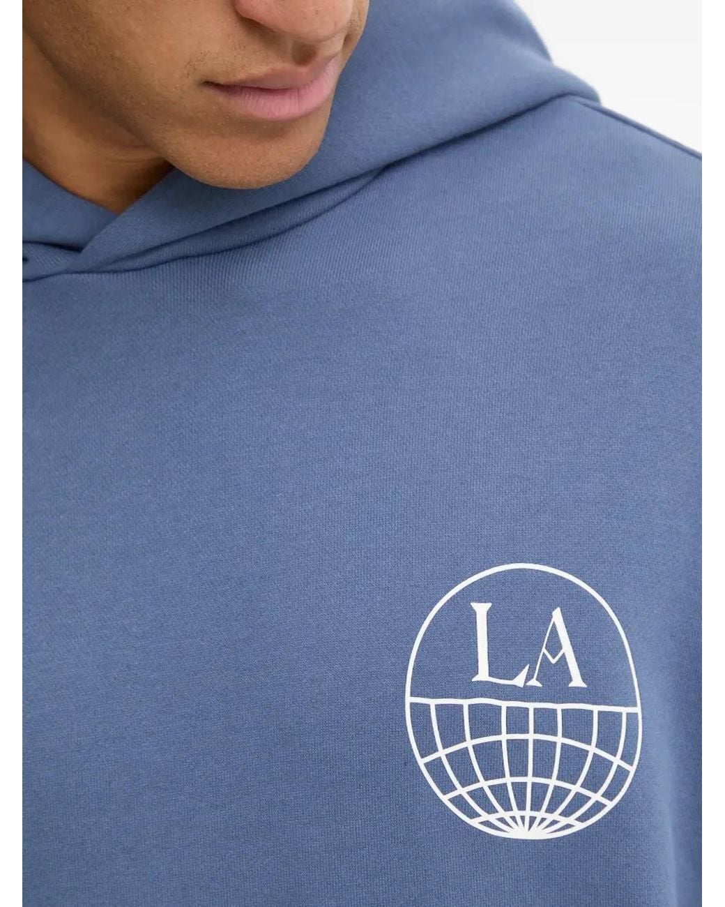 Adidas Blue Graphic-Print Hoodie for men