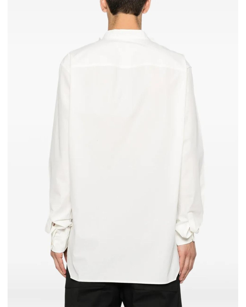 Rick Owens White Island Asymmetric-Neck Long-Sleeved Shirt for men