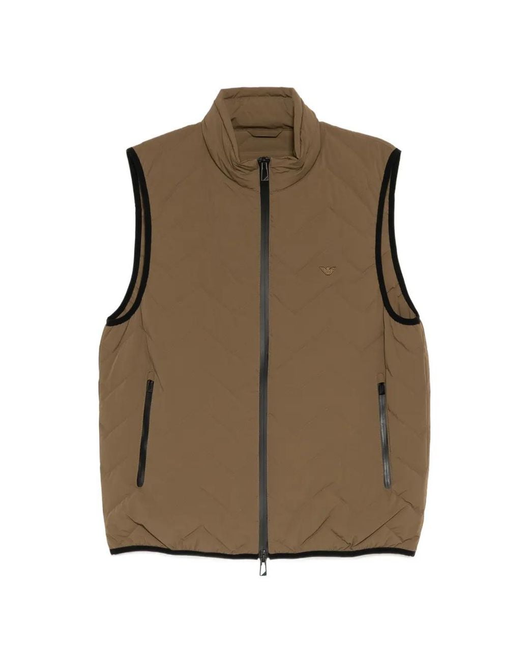Emporio Armani Brown Chevron Quilt Essential Gilet for men