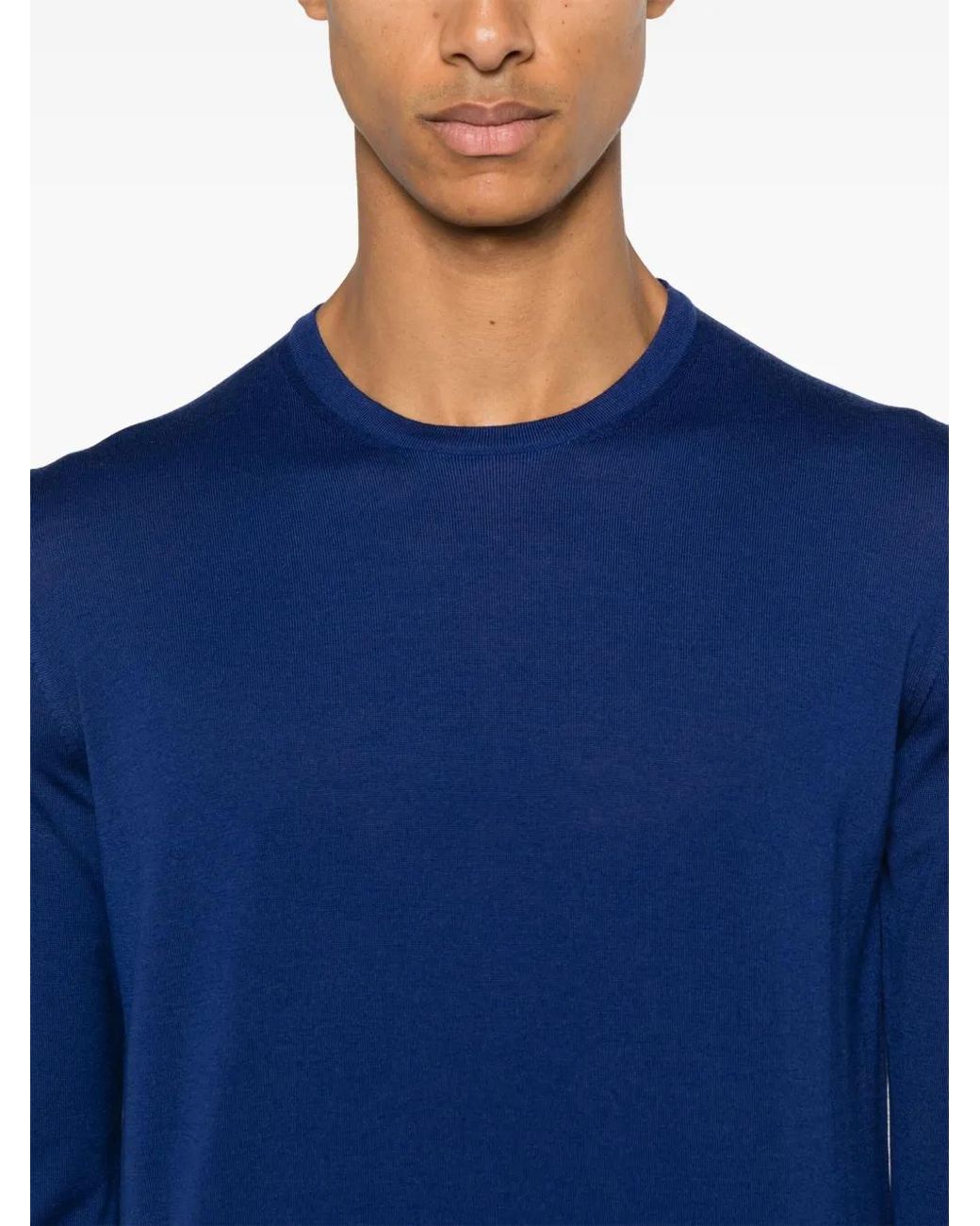 GOES BOTANICAL Blue Merino-Wool Sweater for men