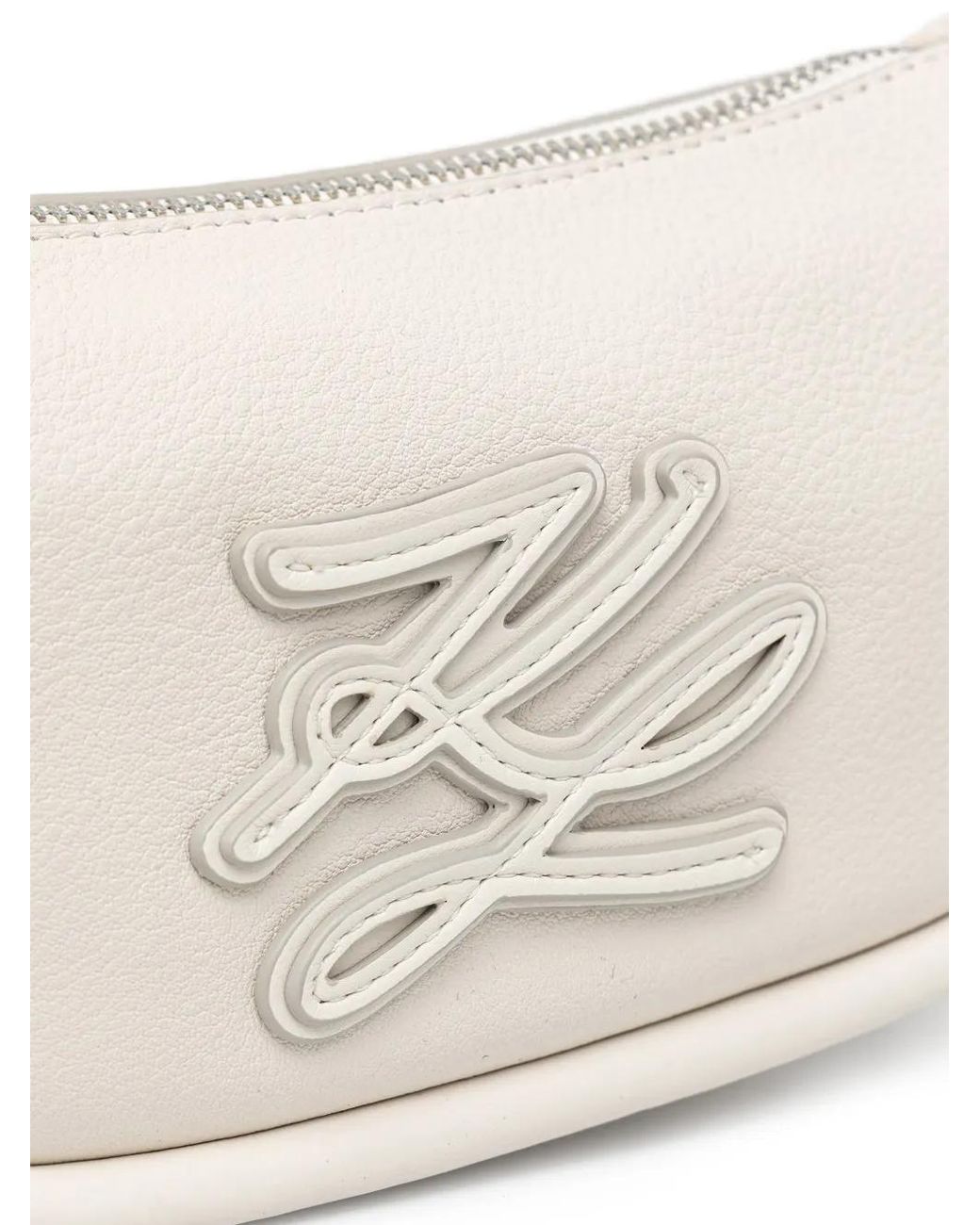 Karl Lagerfeld White Logo-Patch Shoulder Bag