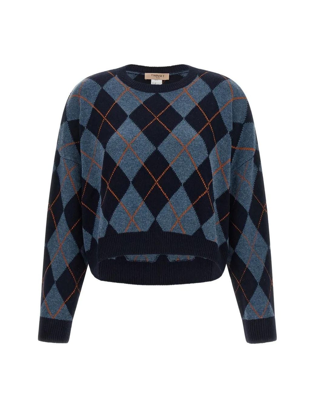 Twinset Blue Wool Blend Jacquard Jumper