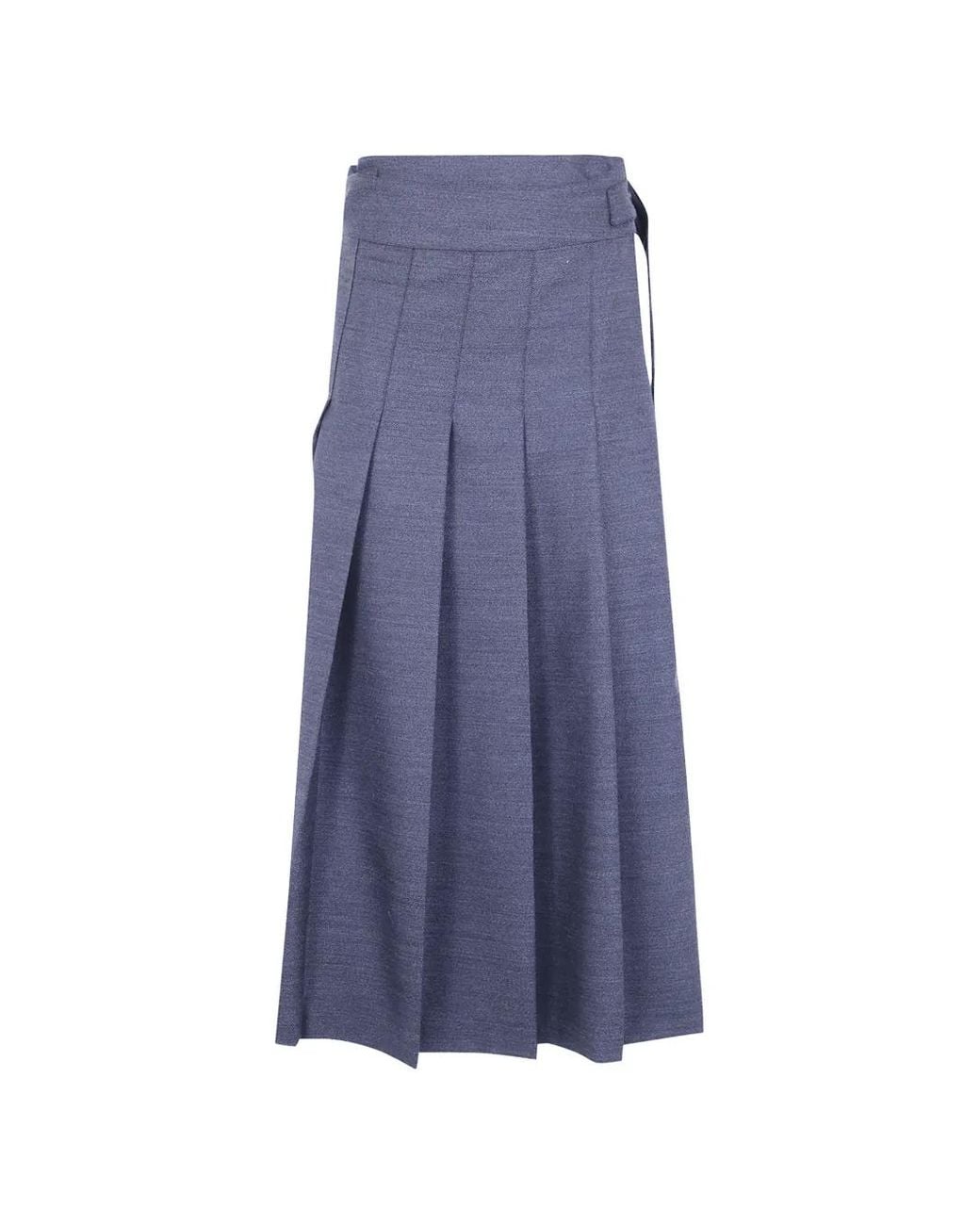 Rohe Blue Rohe Pleated Wool Mid Skirt