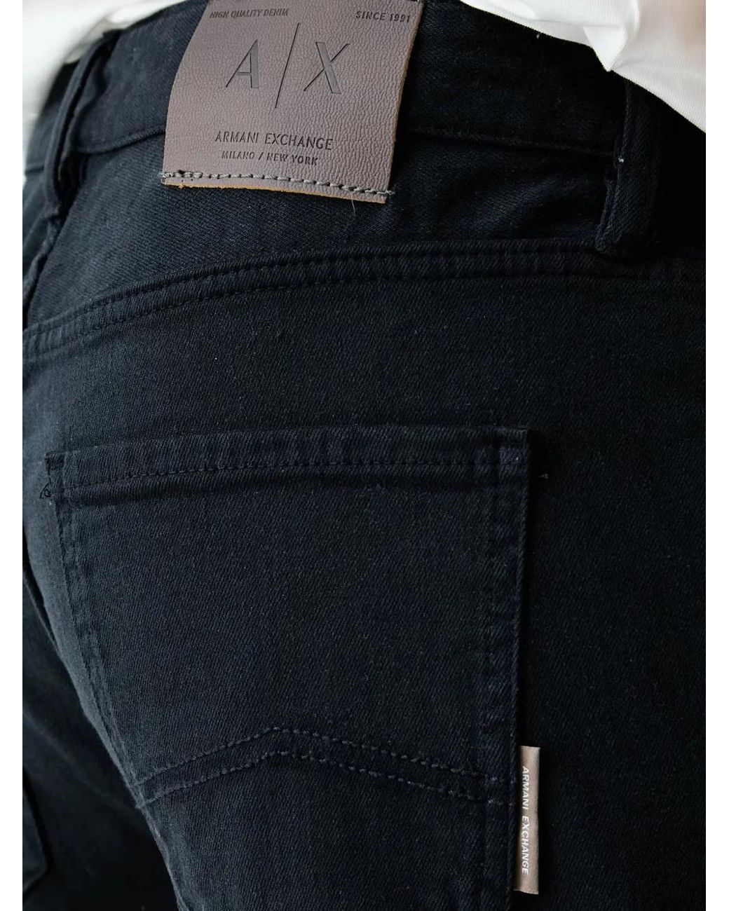 ARMANI EXCHANGE Black Logo-Patch Jeans for men