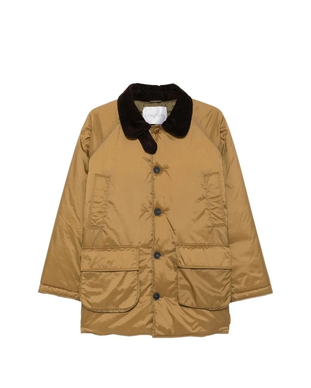 Forte_forte Natural Corduroy-Collar Button-Up Coat