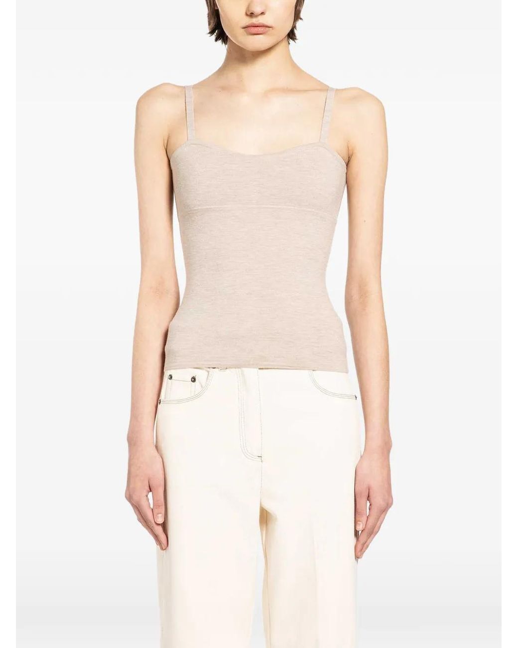 Max Mara White Spaghetti-Straps Tank Top