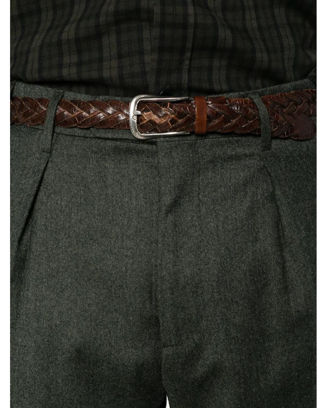 Berwich Black Chiaia Pleated Turn-Up Trousers for men