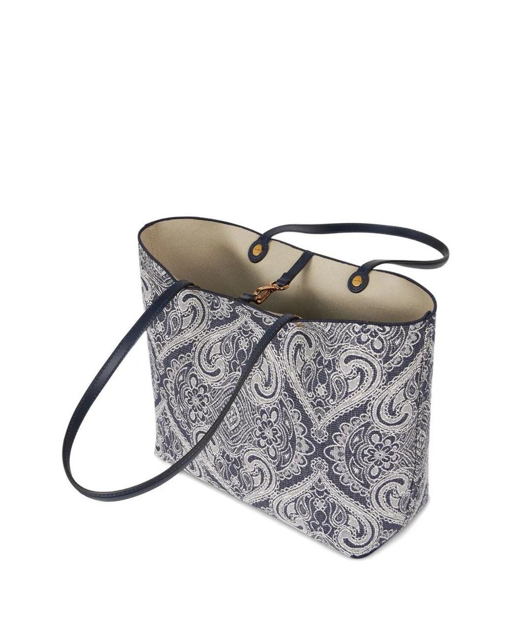 Etro Gray Paisley-Print Open-Top Tote Bag