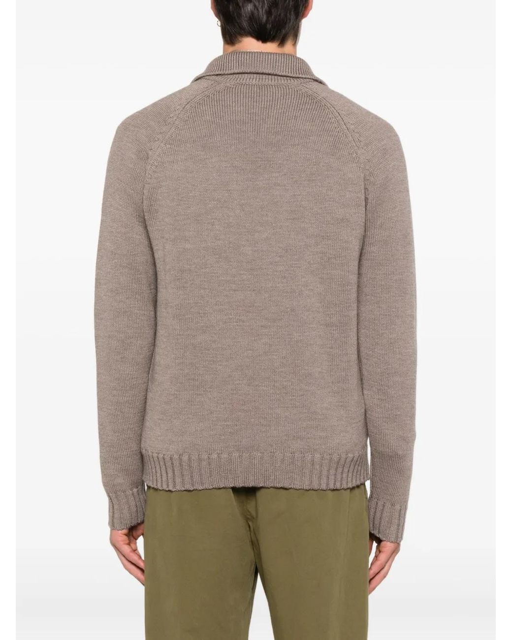 Zanone Brown Polo-Neck Wool Sweater for men