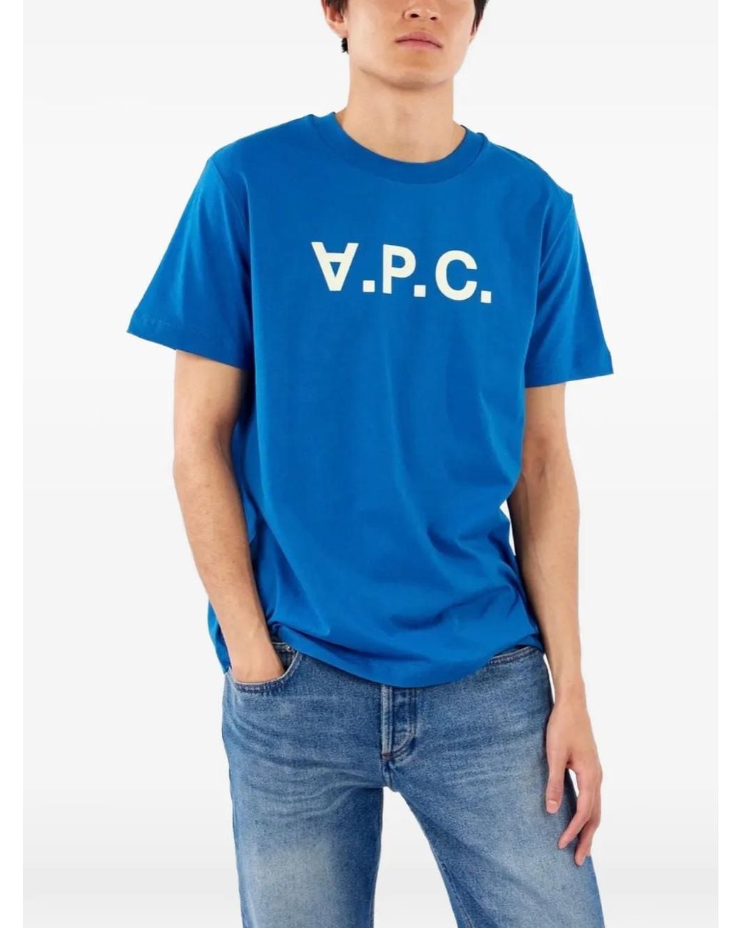 A.P.C. Blue Logo-Print T-Shirt for men