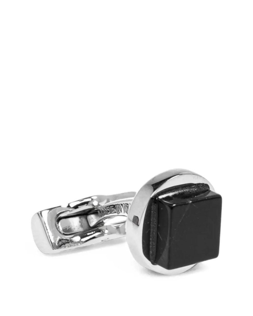 Ferragamo White Stone-Embellished Engraved-Logo Cufflinks for men
