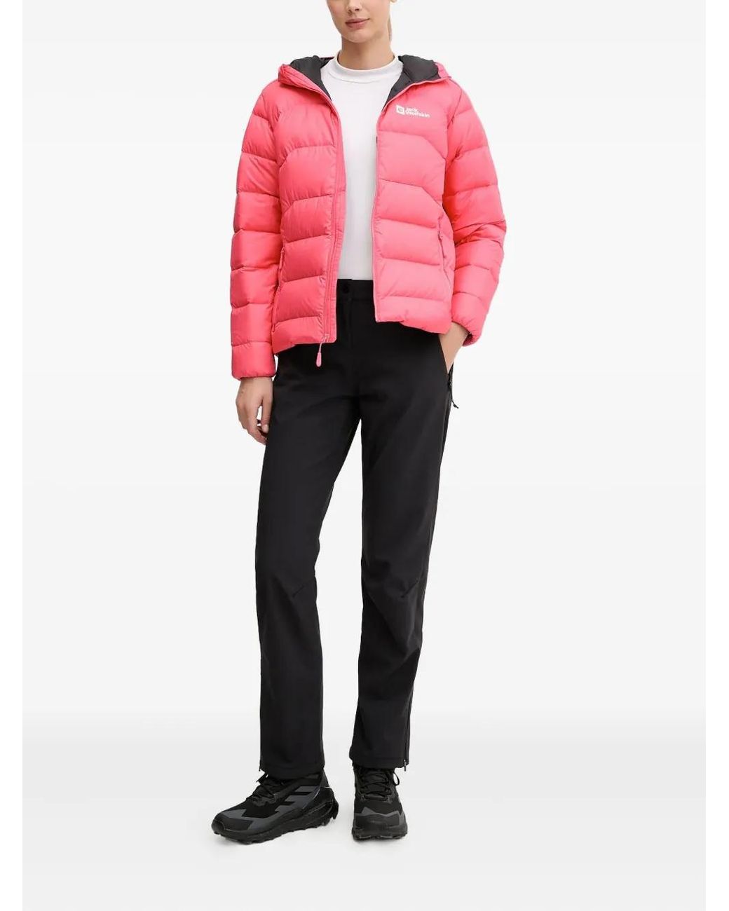 Jack Wolfskin Red Ather Down Hooded Quilted Performance Jacket