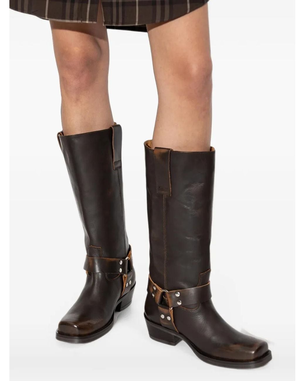 POSA Black Texas Harness Leather Boots
