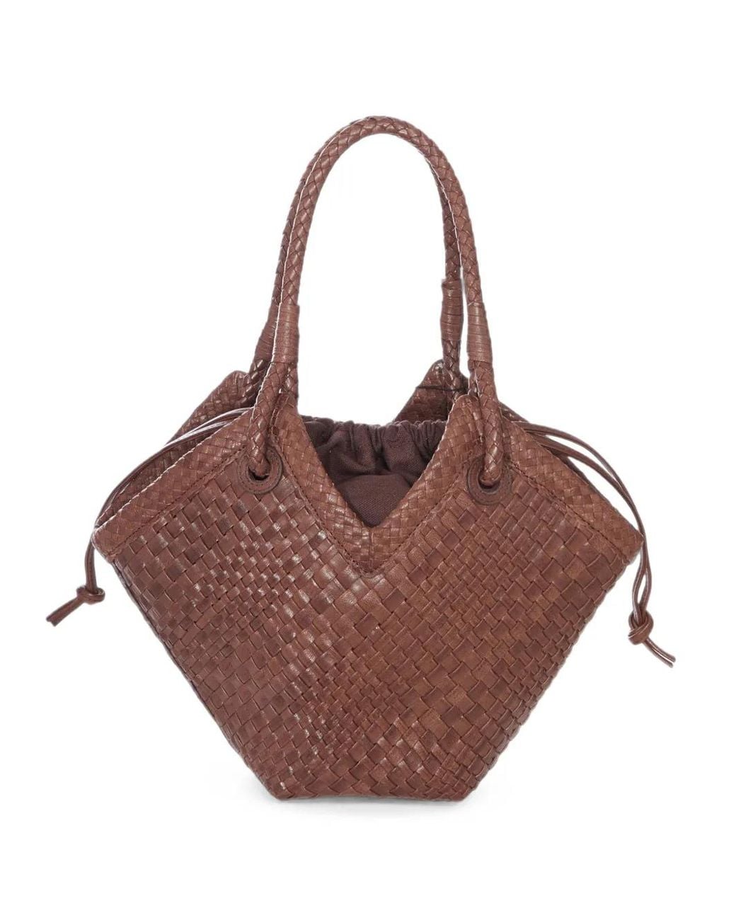 IBELIV Brown Small Trinity Woven-Leather Tote Bag