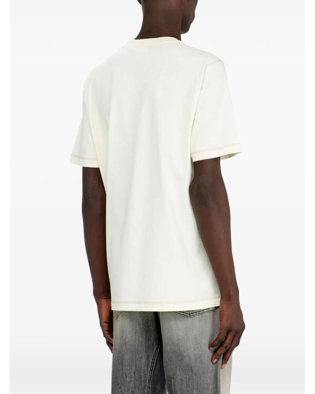 DIESEL White Embroidered-Patch T-Shirt for men