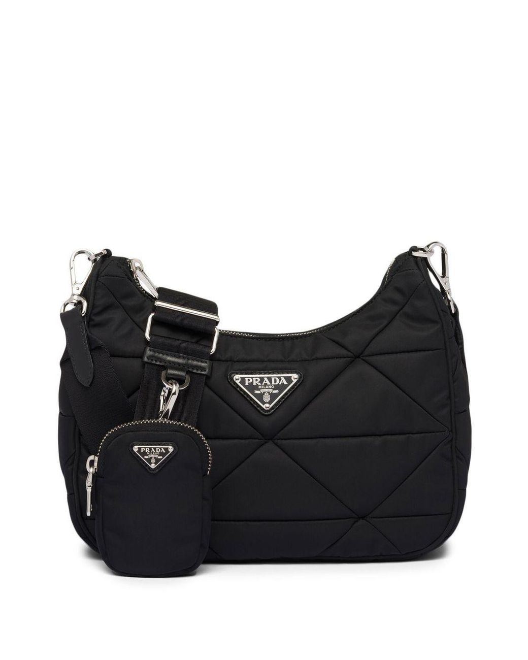Prada Padded Re-nylon Shoulder Bag in Black | Lyst