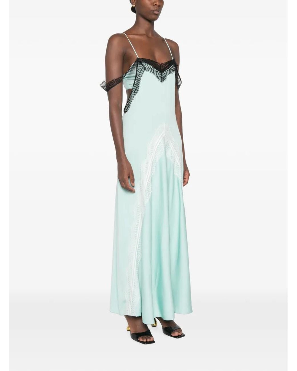 Christopher Esber Blue Lace-Trim Midi Dress