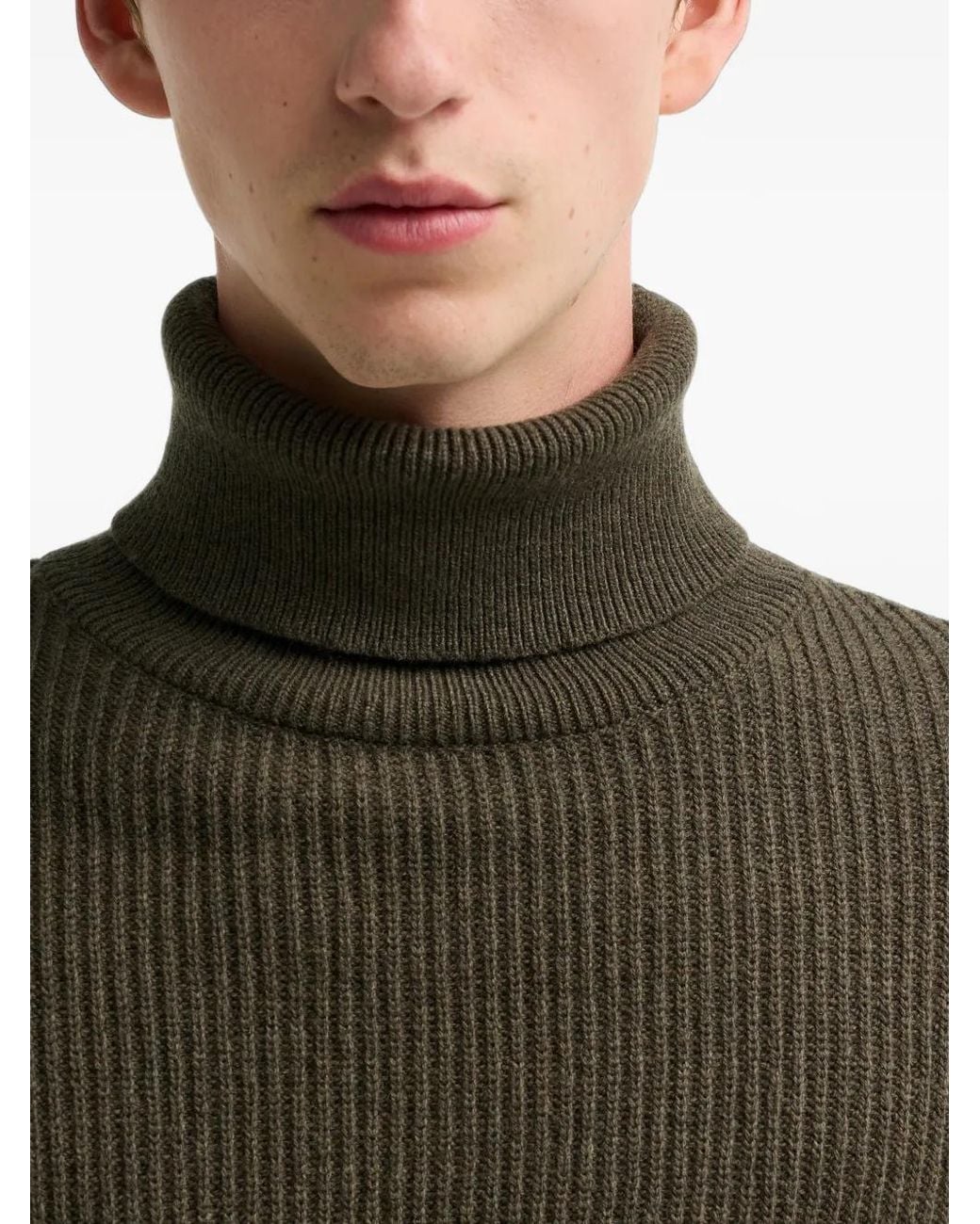 Barbour Green Ribbed Roll-Neck Sweater for men