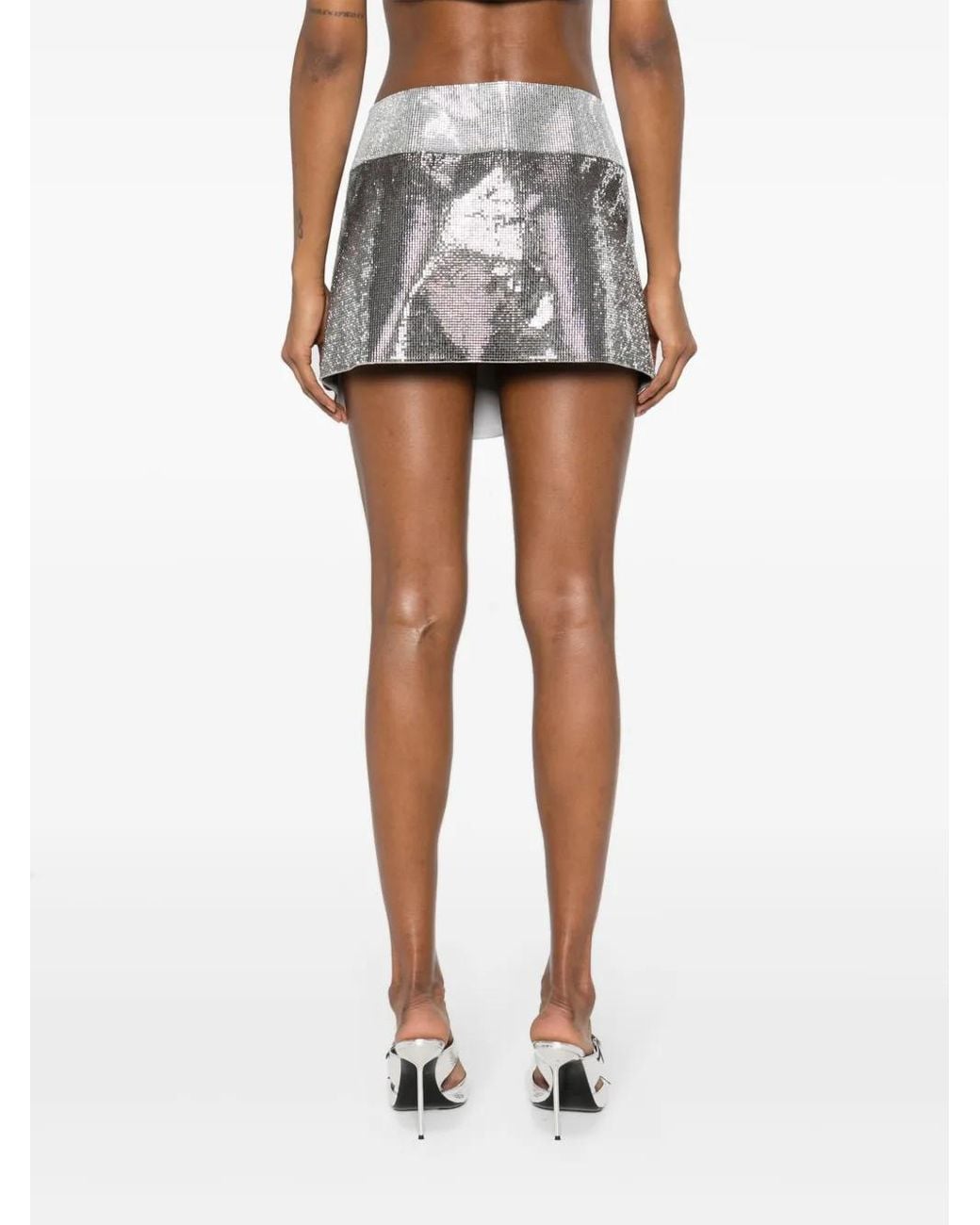 Nue Gray Rhinestone-Embellished Mini Skirt