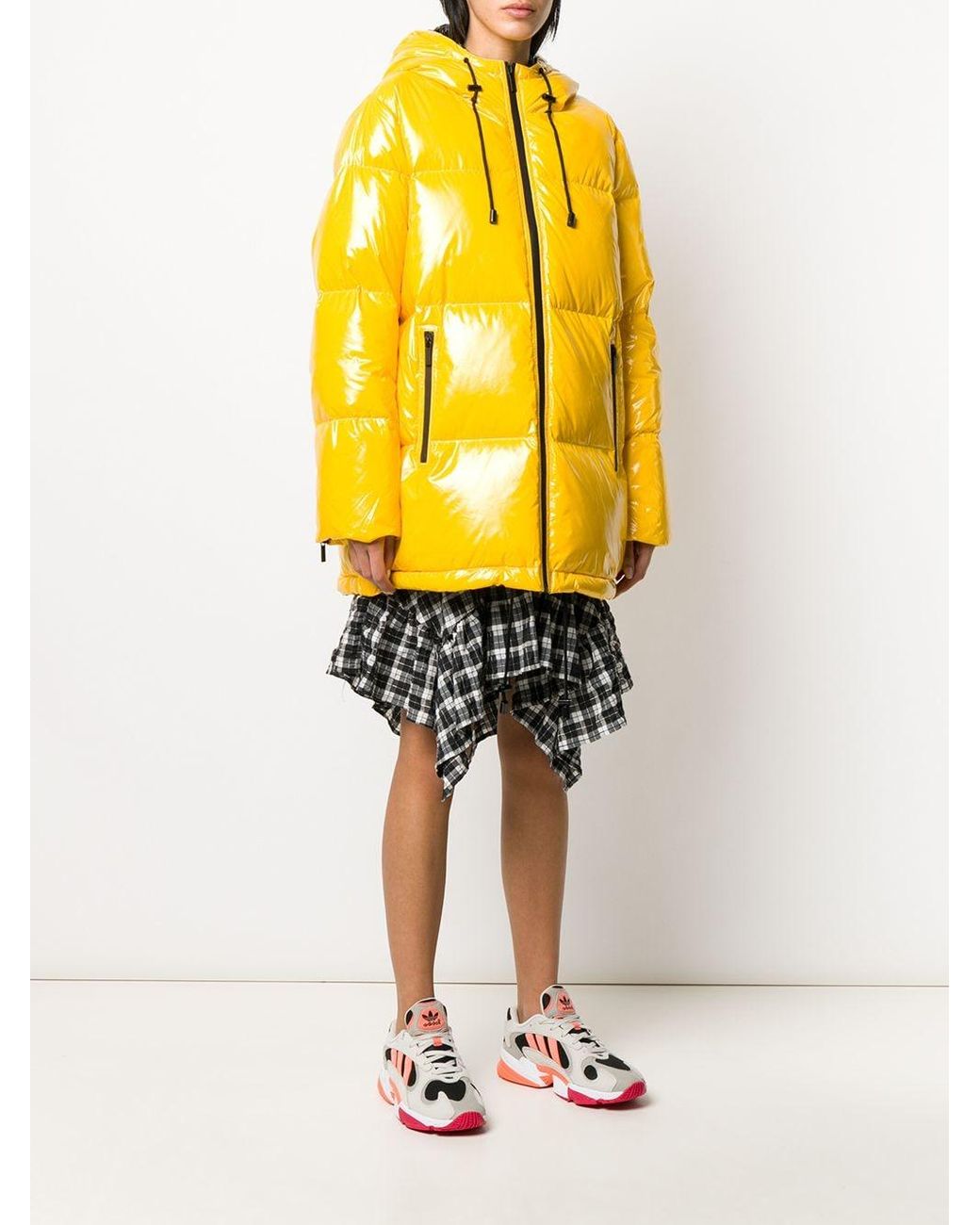 MICHAEL Michael Kors Glossy Puffer Jacket in Yellow | Lyst