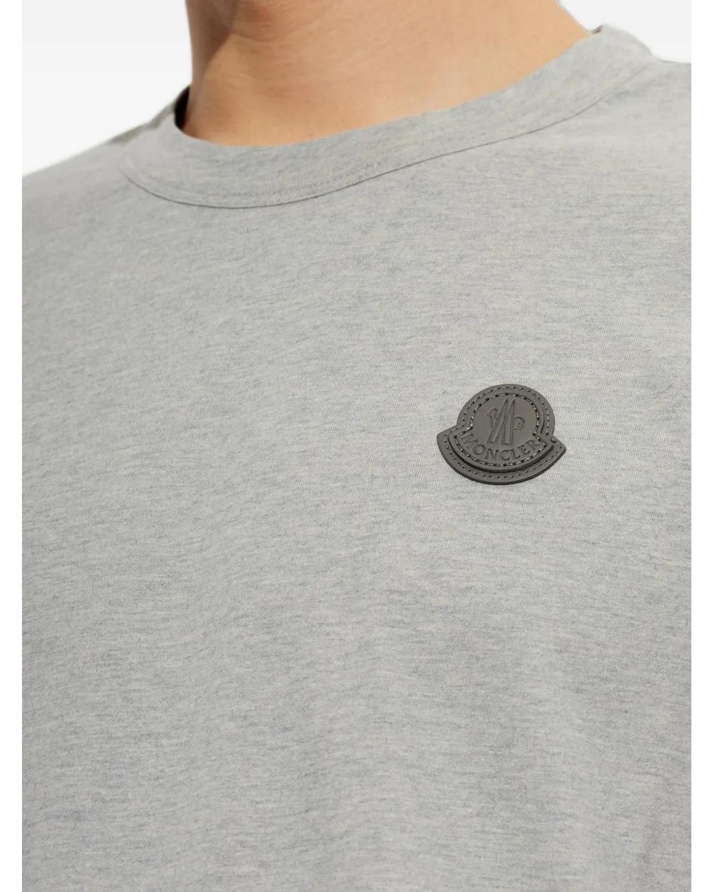 Moncler Gray Logo-Patch T-Shirt for men