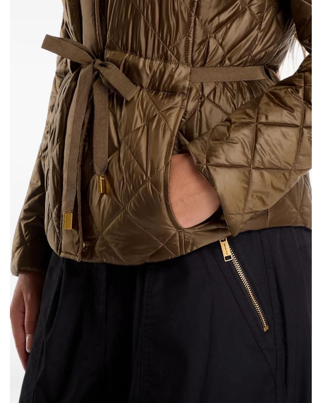 Michael Kors Brown Quilted Belted Jacket