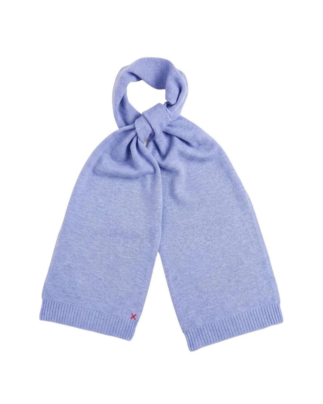 Chinti & Parker Blue Fine-Knit Embroidered Scarf