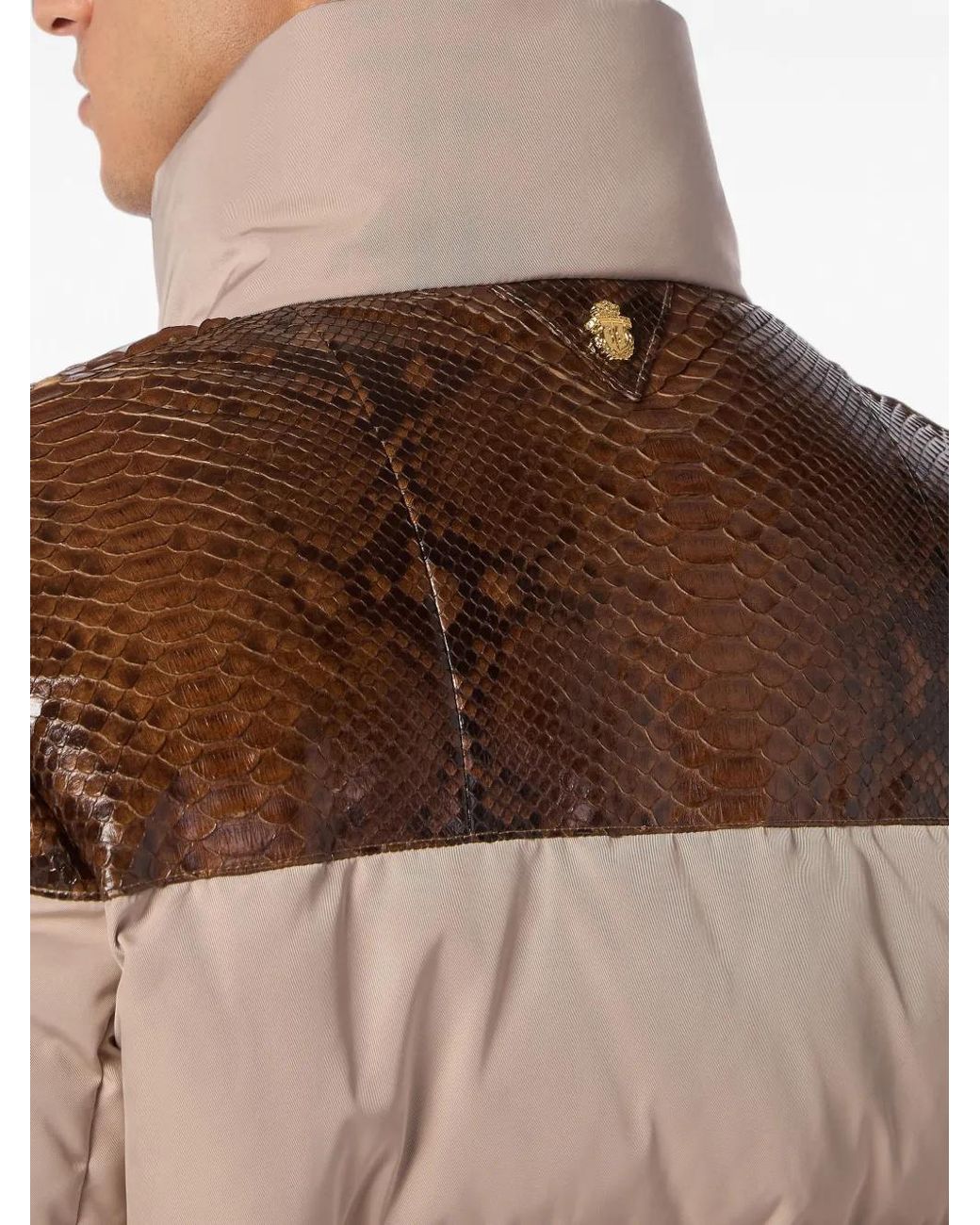Billionaire Nylon-Daunenjacke Mit Python-Einsätzen in Brown für Herren